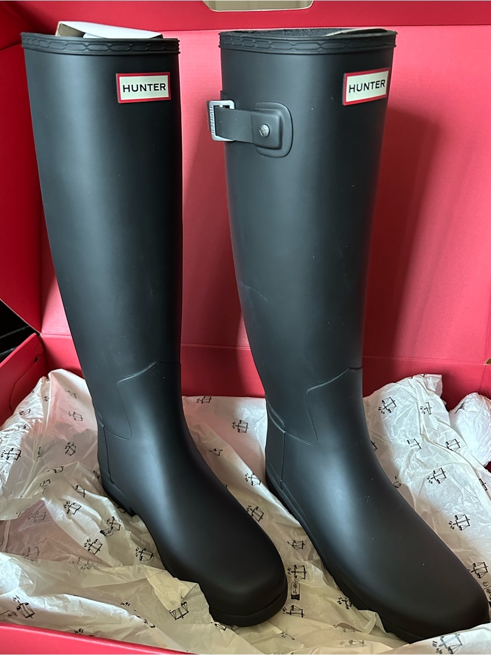 Brand New Hunter Matte Black Tall Rain Boots